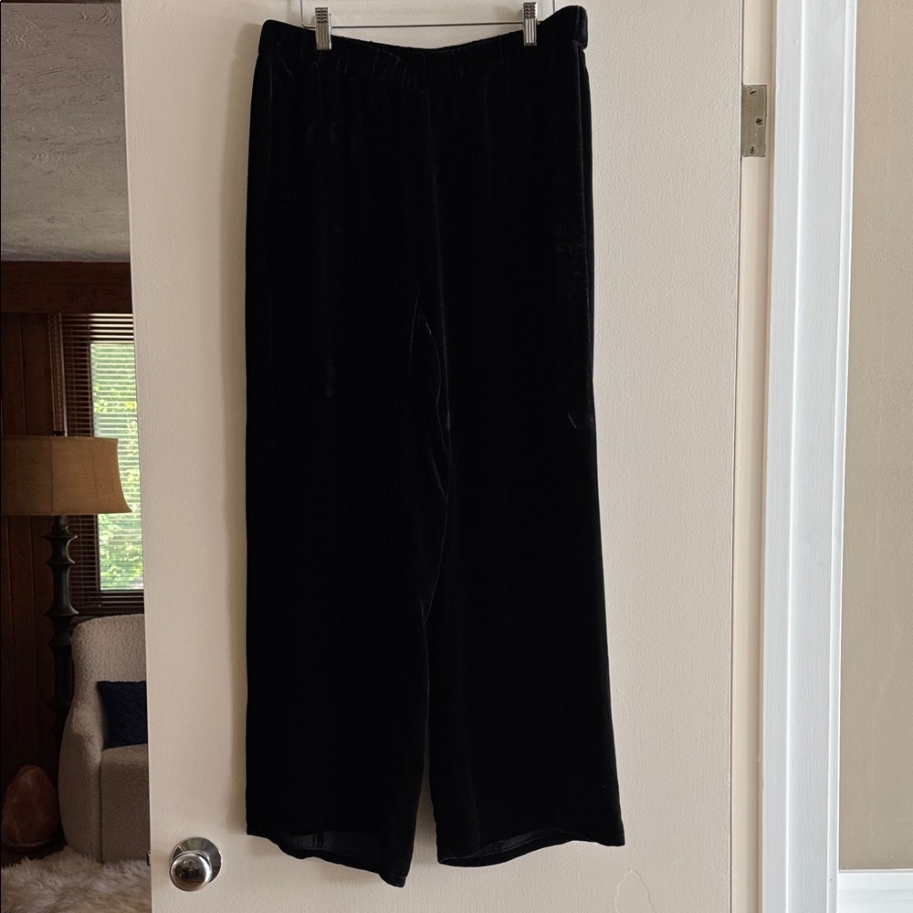 Eileen Fisher Black Velvet Wide Leg Pants